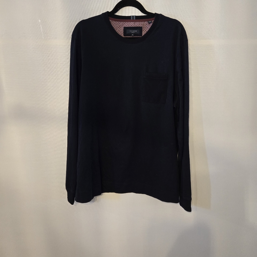 Ted Baker London Size 6 Dark Navy Soft Pullover Knit L/Sleeve Crew Neck Shirt